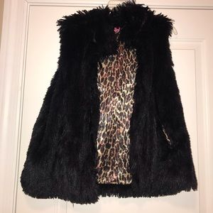 Betsey Johnson Black Faux Fur Vest